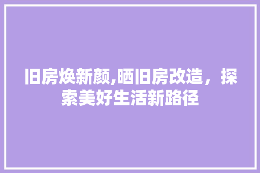 旧房焕新颜,晒旧房改造，探索美好生活新路径