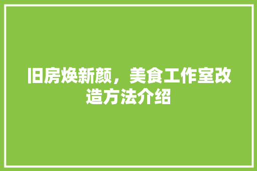 旧房焕新颜，美食工作室改造方法介绍