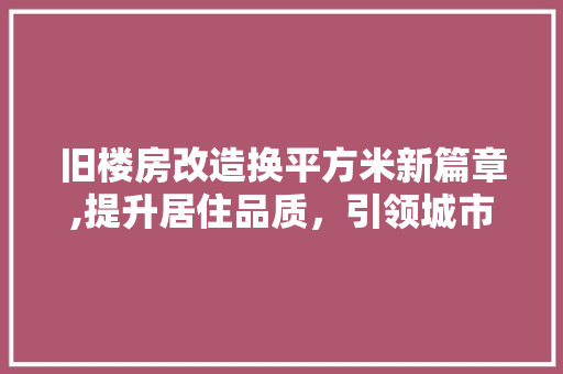 旧楼房改造换平方米新篇章,提升居住品质，引领城市可持续发展