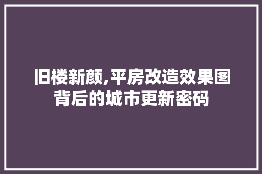 旧楼新颜,平房改造效果图背后的城市更新密码