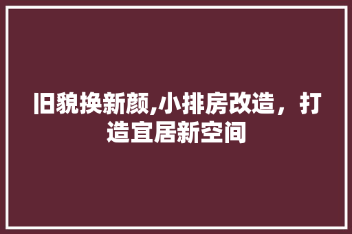 旧貌换新颜,小排房改造，打造宜居新空间