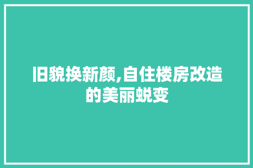 旧貌换新颜,自住楼房改造的美丽蜕变
