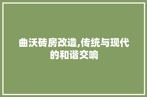 曲沃砖房改造,传统与现代的和谐交响