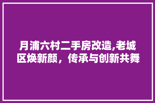 月浦六村二手房改造,老城区焕新颜，传承与创新共舞