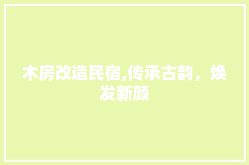 木房改造民宿,传承古韵，焕发新颜