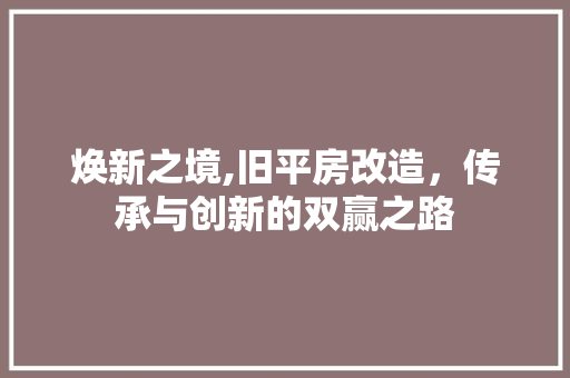 焕新之境,旧平房改造，传承与创新的双赢之路