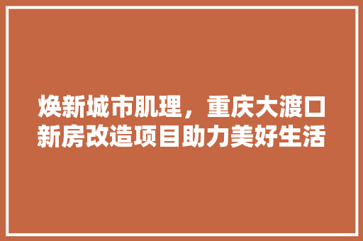 焕新城市肌理，重庆大渡口新房改造项目助力美好生活