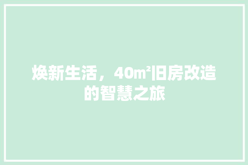 焕新生活，40㎡旧房改造的智慧之旅