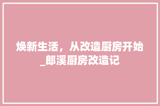 焕新生活，从改造厨房开始_郎溪厨房改造记