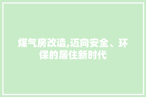煤气房改造,迈向安全、环保的居住新时代