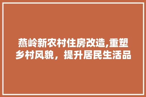 燕岭新农村住房改造,重塑乡村风貌，提升居民生活品质