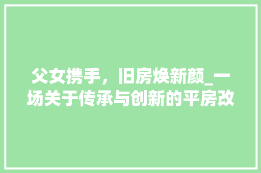 父女携手，旧房焕新颜_一场关于传承与创新的平房改造之旅