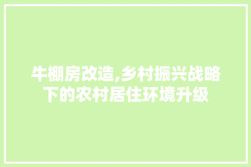 牛棚房改造,乡村振兴战略下的农村居住环境升级
