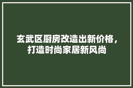 玄武区厨房改造出新价格，打造时尚家居新风尚