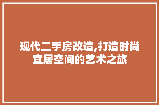 现代二手房改造,打造时尚宜居空间的艺术之旅