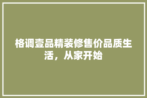 格调壹品精装修售价品质生活，从家开始