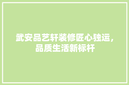 武安品艺轩装修匠心独运，品质生活新标杆 施工工艺