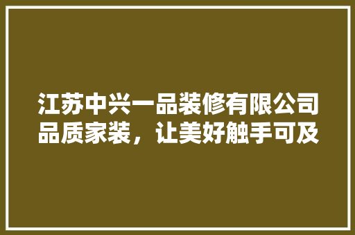 江苏中兴一品装修有限公司品质家装，让美好触手可及