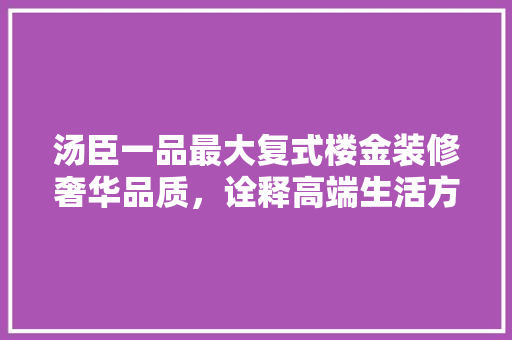 汤臣一品最大复式楼金装修奢华品质，诠释高端生活方式