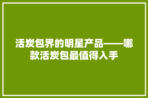 活炭包界的明星产品——哪款活炭包最值得入手