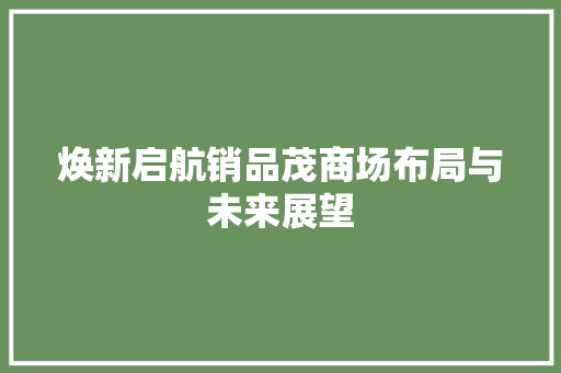 焕新启航销品茂商场布局与未来展望