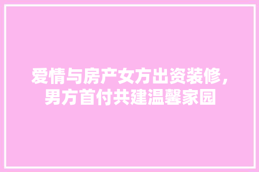 爱情与房产女方出资装修，男方首付共建温馨家园