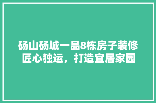 砀山砀城一品8栋房子装修匠心独运，打造宜居家园