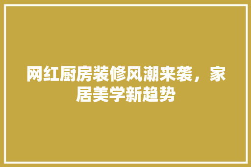 网红厨房装修风潮来袭，家居美学新趋势