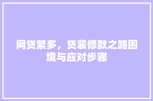 网贷繁多，贷装修款之路困境与应对步骤