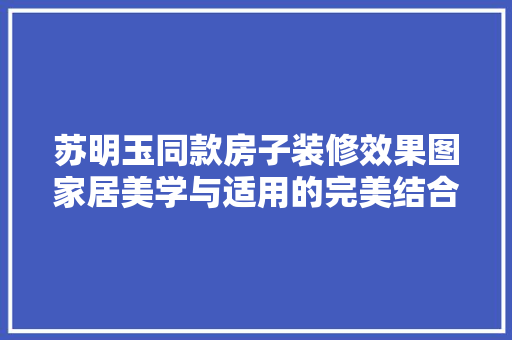 苏明玉同款房子装修效果图家居美学与适用的完美结合