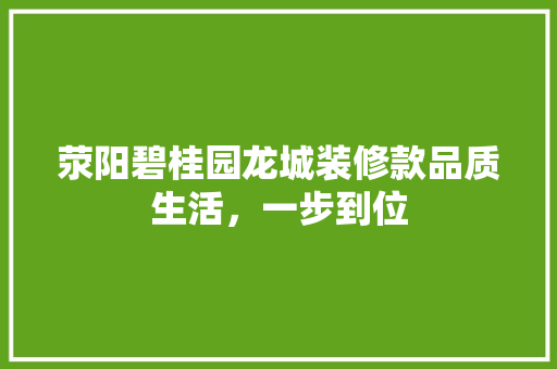 荥阳碧桂园龙城装修款品质生活，一步到位