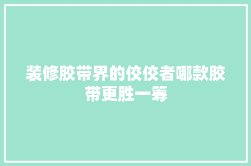 装修胶带界的佼佼者哪款胶带更胜一筹