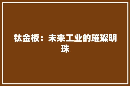 钛金板：未来工业的璀璨明珠