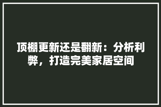 顶棚更新还是翻新：分析利弊，打造完美家居空间