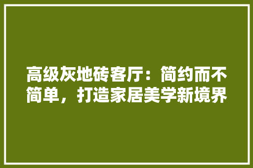 高级灰地砖客厅：简约而不简单，打造家居美学新境界