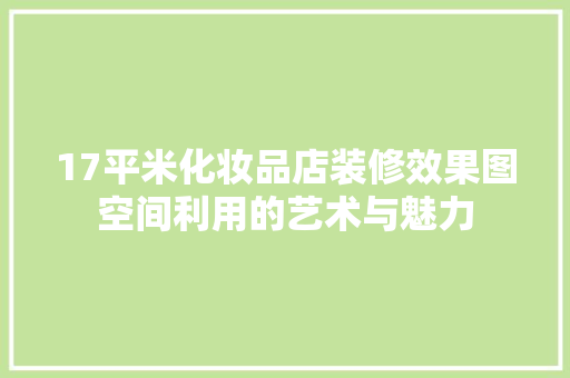 17平米化妆品店装修效果图空间利用的艺术与魅力