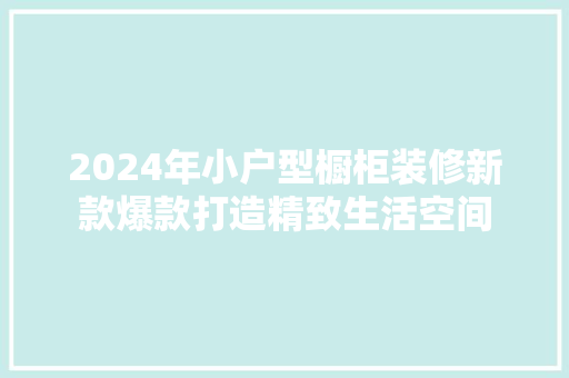 2024年小户型橱柜装修新款爆款打造精致生活空间