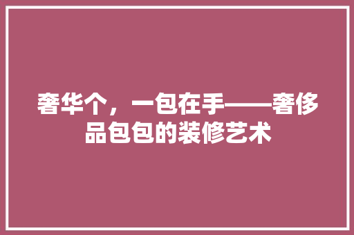 奢华个，一包在手——奢侈品包包的装修艺术