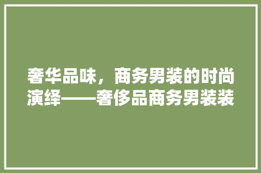 奢华品味，商务男装的时尚演绎——奢侈品商务男装装修效果图