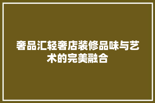 奢品汇轻奢店装修品味与艺术的完美融合