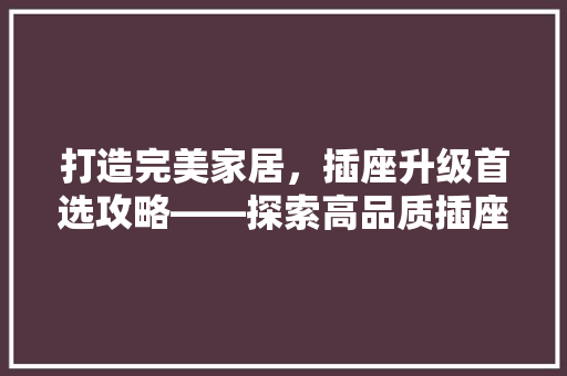 打造完美家居，插座升级首选攻略——探索高品质插座推荐
