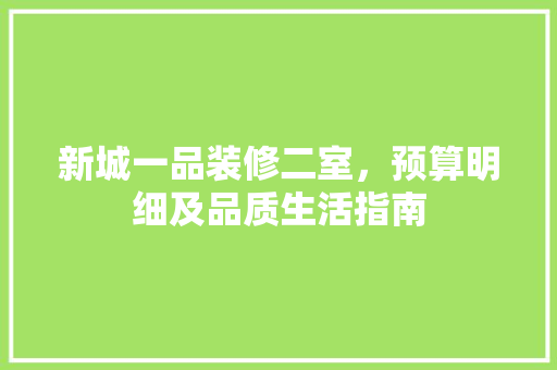 新城一品装修二室，预算明细及品质生活指南 工艺流程