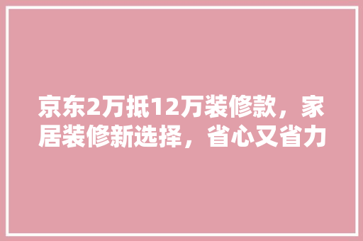 京东2万抵12万装修款，家居装修新选择，省心又省力