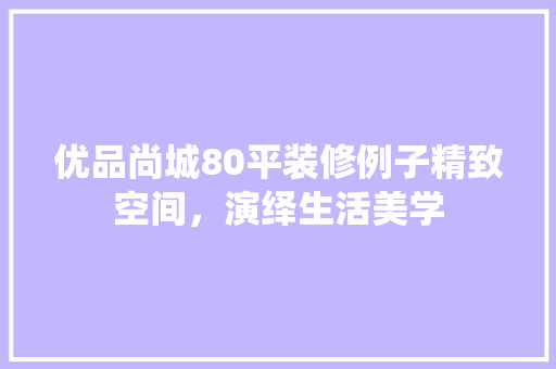 优品尚城80平装修例子精致空间，演绎生活美学