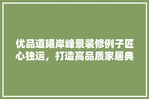 优品道曦岸峰景装修例子匠心独运，打造高品质家居典范