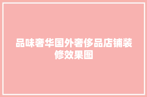 品味奢华国外奢侈品店铺装修效果图