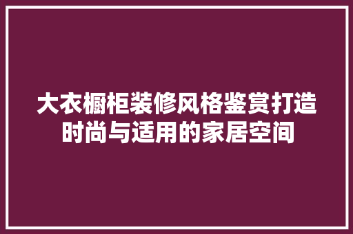 大衣橱柜装修风格鉴赏打造时尚与适用的家居空间
