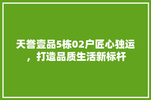 天誉壹品5栋02户匠心独运，打造品质生活新标杆