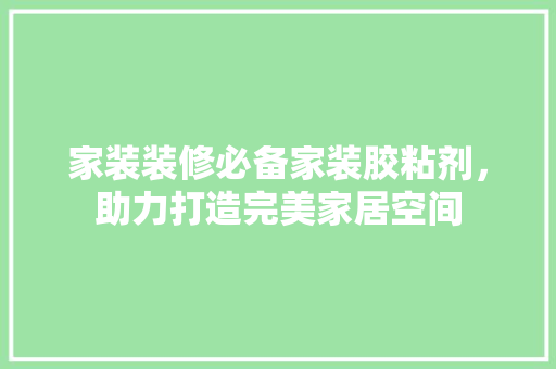 家装装修必备家装胶粘剂，助力打造完美家居空间