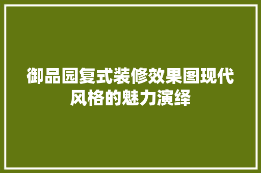 御品园复式装修效果图现代风格的魅力演绎